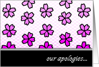 our apologies ... card