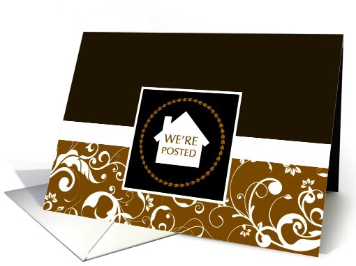 we're posted announcement : professional damask card (732841)