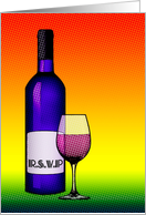 RSVP : halftone wine bottle and glass card