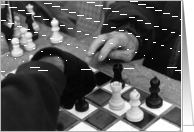 Birthday, chess players : black and white photograph card