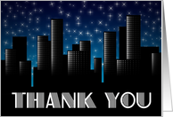 thank you cityscape sunset card