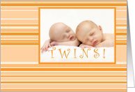 twins striped photo card announcement card