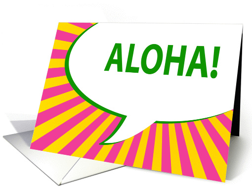 aloha! comic speech bubble invitation card (904404)