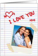 i love you notebook paper photo card