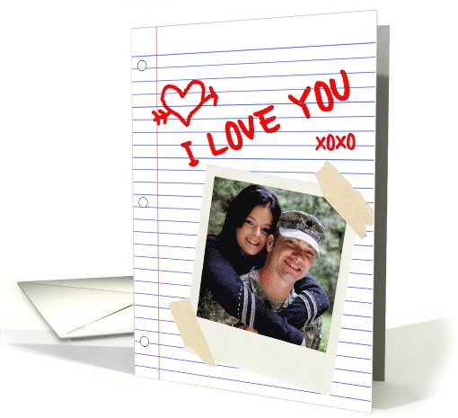i love you : happy valentine's! : notebook paper (photo card) card