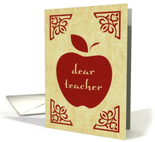 dear teacher... HAPPY BIRTHDAY! (elegant apple) card (958833)