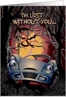 Lost and Lonely Cartoon Car, Romance card
