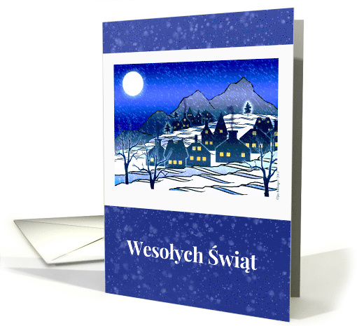 Polish Christmas Snowy Village Setting and Winter Landscape card
