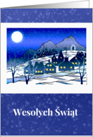 Polish Christmas Snowy Village Setting and Winter Landscape card