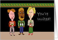 Tacky Ugly Christmas Sweater Party Invitation card