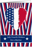 For Marine Military July Fourth with Patriotic Heart Design card