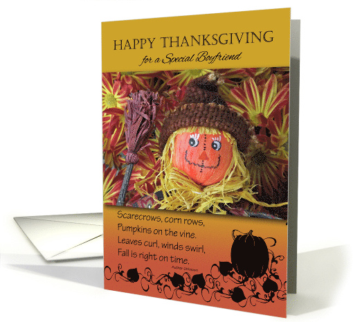 Thanksgiving for Boyfriend with Scarecrow and Fall Poem card (1015107)