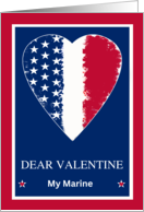 For Marine Valentine’s Day with Patriotic Heart Stars and Stripes card