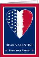 From Airman Valentines Day Military with Patriotic Heart Design card