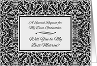 Godmother Best Matron Invitation with Art Nouveau Line Design card