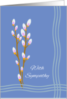 Loss of Mother Sympathy with Pussy Willows on Blue Illustration card