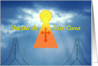 Spanish St Cono’s Day Fiesta de San Cono with Praying Hands and Sun card