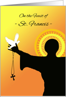 Feast of St. Francis Silhouette with Dove and Cross card