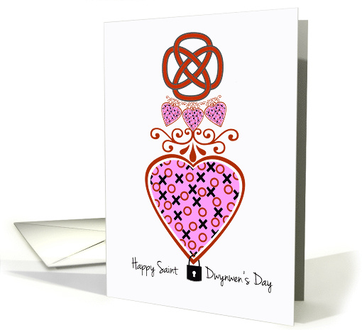 St. Dwynwen's Day XOXO Heart With Celtic Knot and Lock card (1045943)
