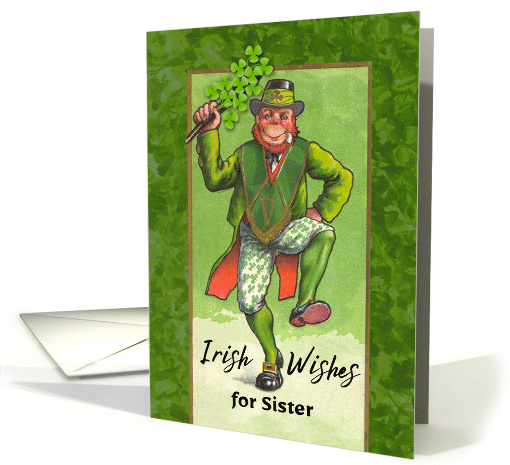 For Sister St Patrick's Day with Vintage Leprechaun Dancing card