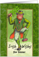 For Sister St Patrick’s Day with Vintage Leprechaun Dancing card
