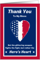 For Niece Armed Forces Day with Patriotic Hero’s Heart and Proverb card