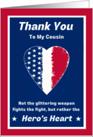 For Cousin Armed Forces Day with Patriotic Hero’s Heart Proverb card