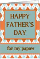 For Papaw Father’s Day with Geometric Argyle Diamond Design card
