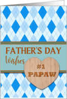 For Papaw Fathers Day with Argyle Pattern in Blue and Heart card