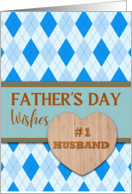 For Husband Fathers Day Number One with Argyle and Faux Wood card