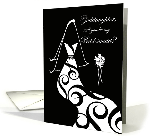 Goddaughter Bridesmaid Invitation with Contemporary Bridal Gown card