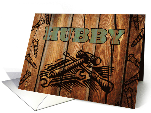 Birthday for Hubby with Faux Woodburned Tools and Screws card