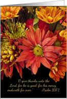 Religious Thanksgiving with Psalm 107 1 and Autumn Flower card