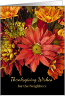 For the Neighbors Thanksgiving Wishes with Autumn Flowers card