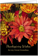 For Great Grandma Thanksgiving with Autumn Flowers Arrangement card