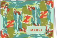 French Thank You Merci with Abstract Design card