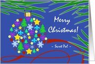 Secret Pal Christmas with Holiday Symbols Ornament card