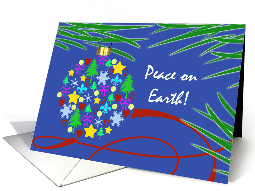 Peace on Earth Holiday Symbols Christmas Ornament card (1199342)