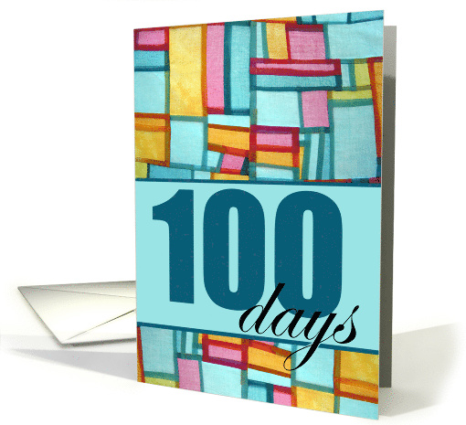 Baek-il Invitation Korean Happy 100th Day for Boy with Patchwork card