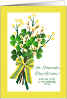St. Patrick’s Day for Twin with Spring Shamrock Bouquet card