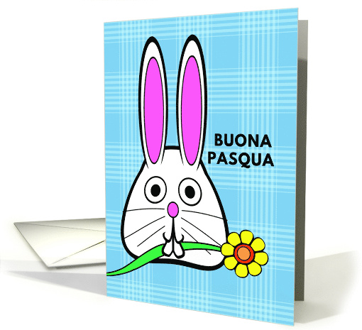 Italian Easter Buona Pasqua with Bunny Holding a Flower... (1244552)