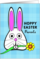 For Parents Easter with Bunny Holding a Flower in Its Mouth card