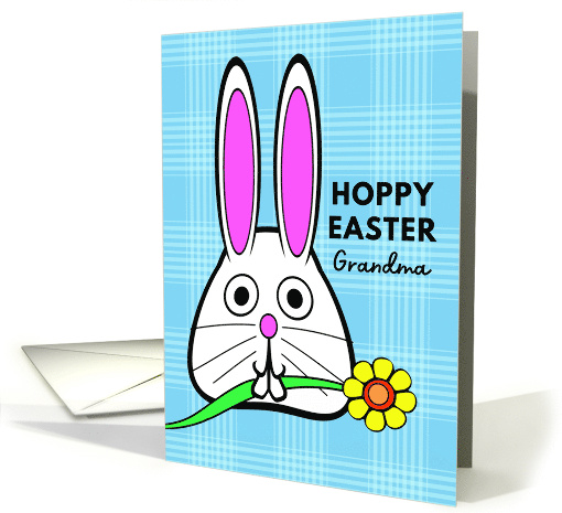 For Grandma Easter with Bunny Holding a Flower in Its Mouth card