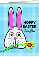 For Daughter Easter with Cute Bunny Holding a Flower in Its Mouth card