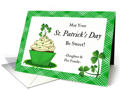 For Daughter and Her Family St Patrick's Day with Cupcake card