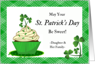 For Daughter and Her Family St Patrick’s Day with Cupcake card