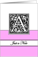 Monogram Letter A Any Occasion Blank in Arts and Crafts Style card