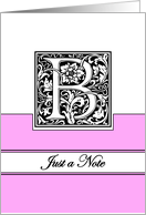 Monogram Letter B Any Occasion Blank in Arts and Crafts Style card