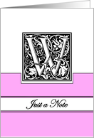 Monogram Letter W Any Occasion Blank in Arts and Crafts Style card