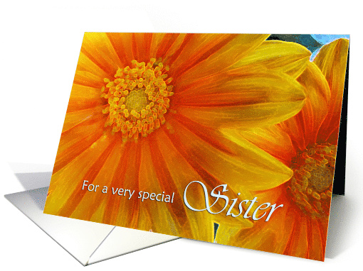 Birthday for Sorority Sister with Yellow Orange Gazania Flowers card